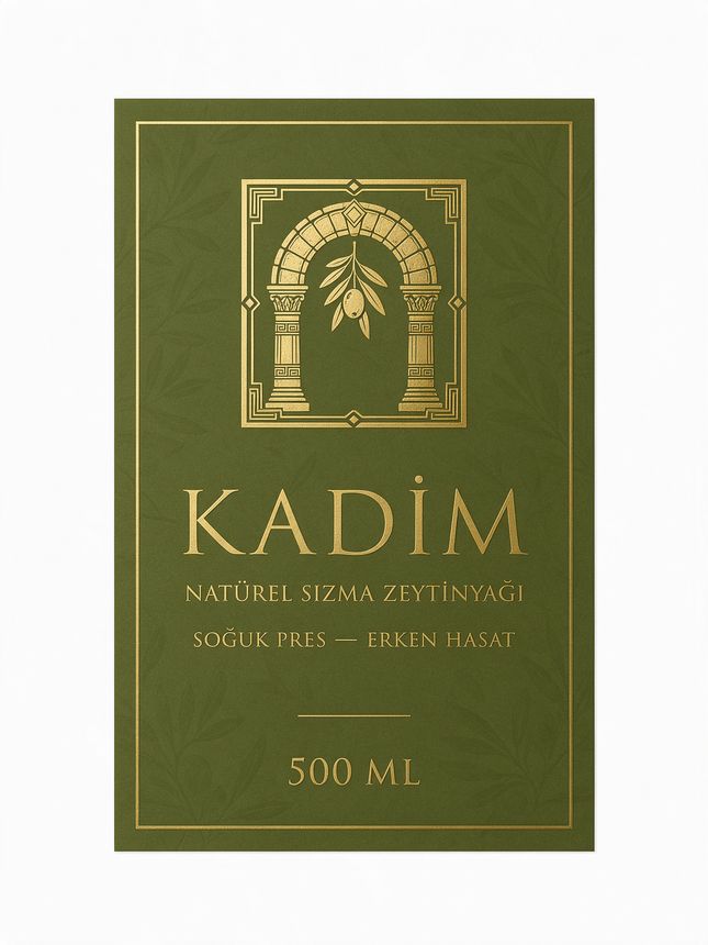 KADİM şişe etiketi, çift çerçeveli