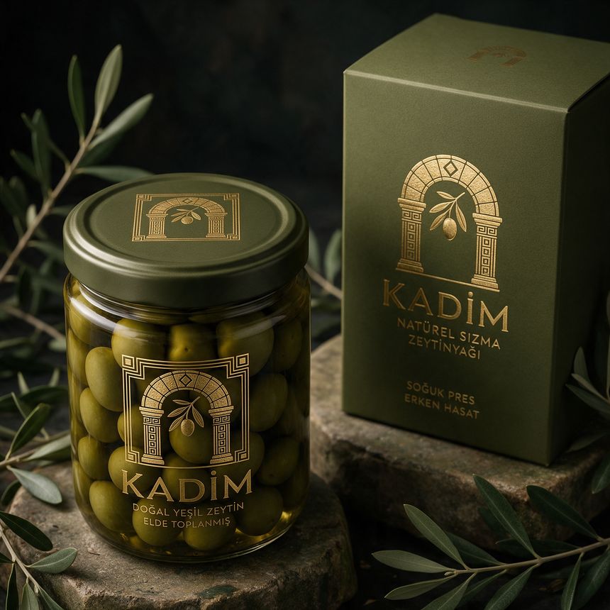 KADİM zeytin kavanozu, kapak damgası